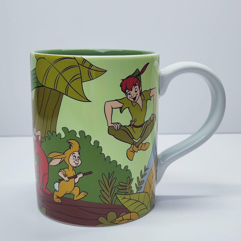 Disney Peter Pan Lost Boys Coffee Green Mug Ceramic Cup Jungle Forest Scene